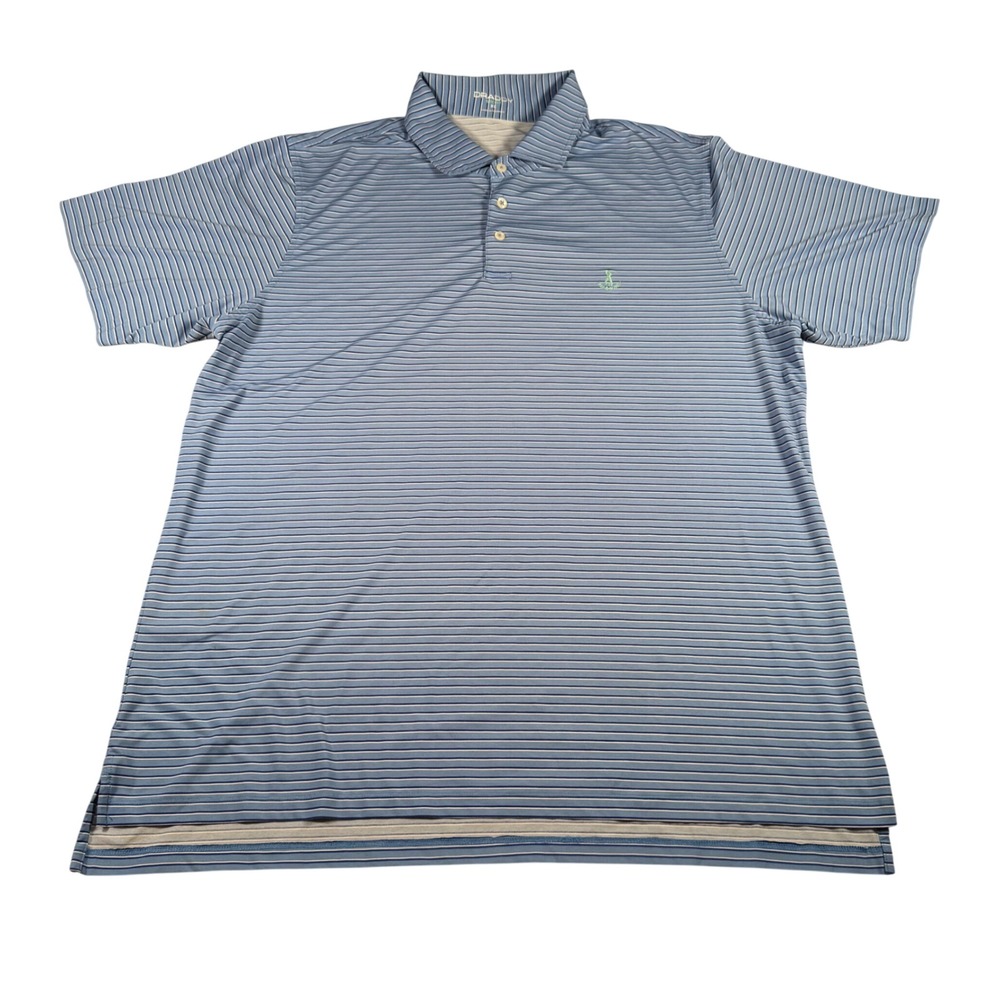 Draddy Sport Polo Shirt Mens XL Blue Striped Short Sleeve Golf Performance Top
